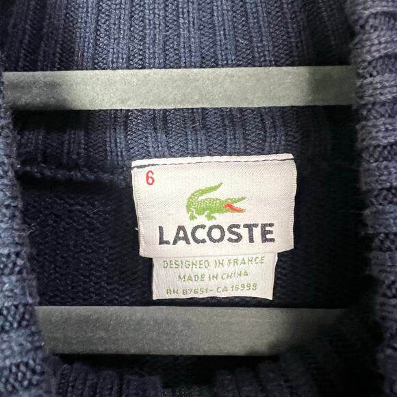 Lacoste Argyle‎ Blue Sweater Knit Full Zip Men's Size 6 - Picture 11 of 12